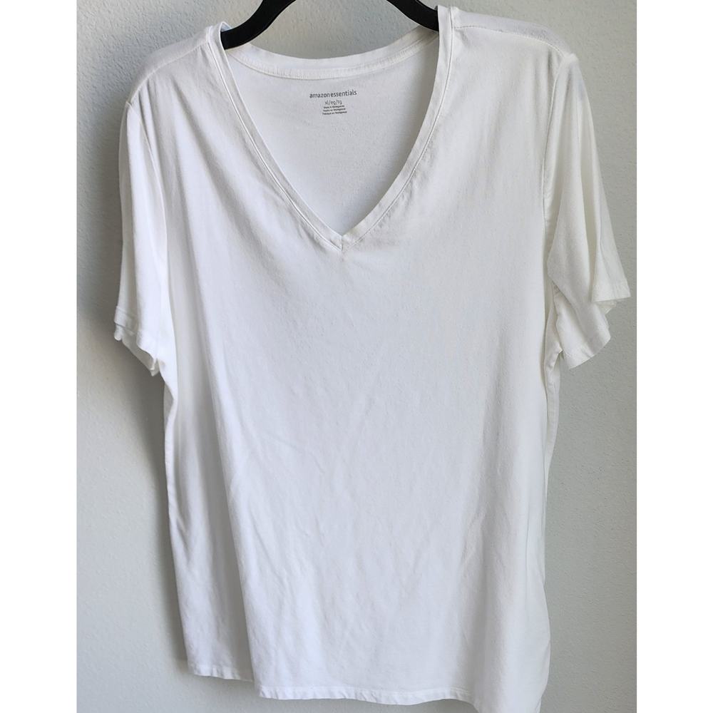 Womens V-neck Stretch Jersey T-shirts 2-pack White, Mint Green Sz XL EUC